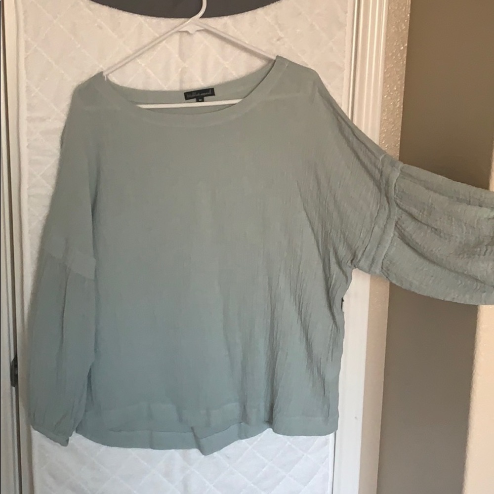 Casual light sage green linen shirt